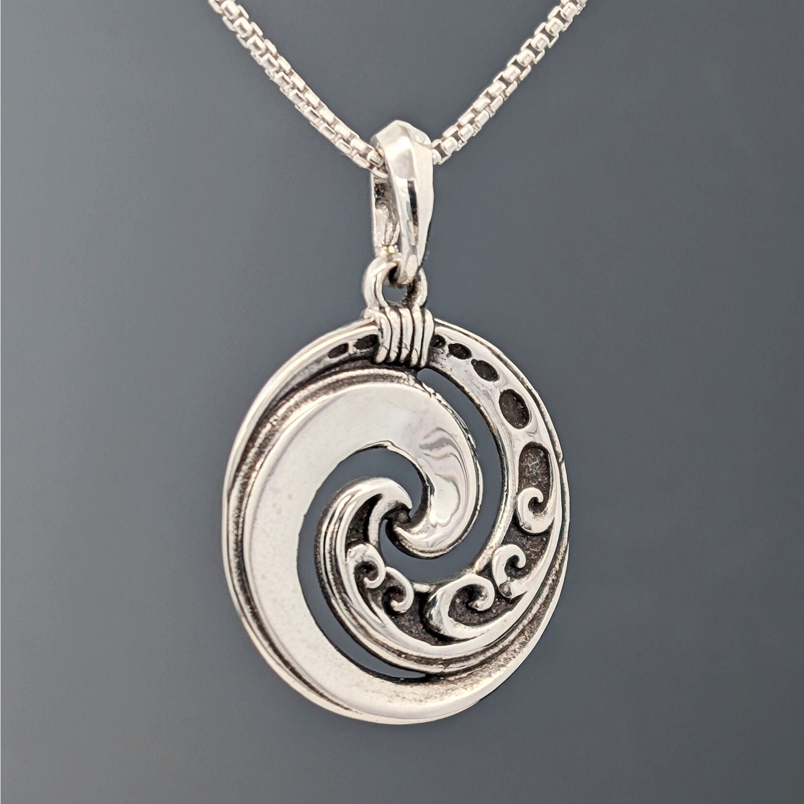 Modern Heirloom® Koru Pendant, 18" Rounded Box 1.1mm