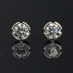 Diamond Studs, .86cttw, 14k white in a Partial Bezel, Lab Grown