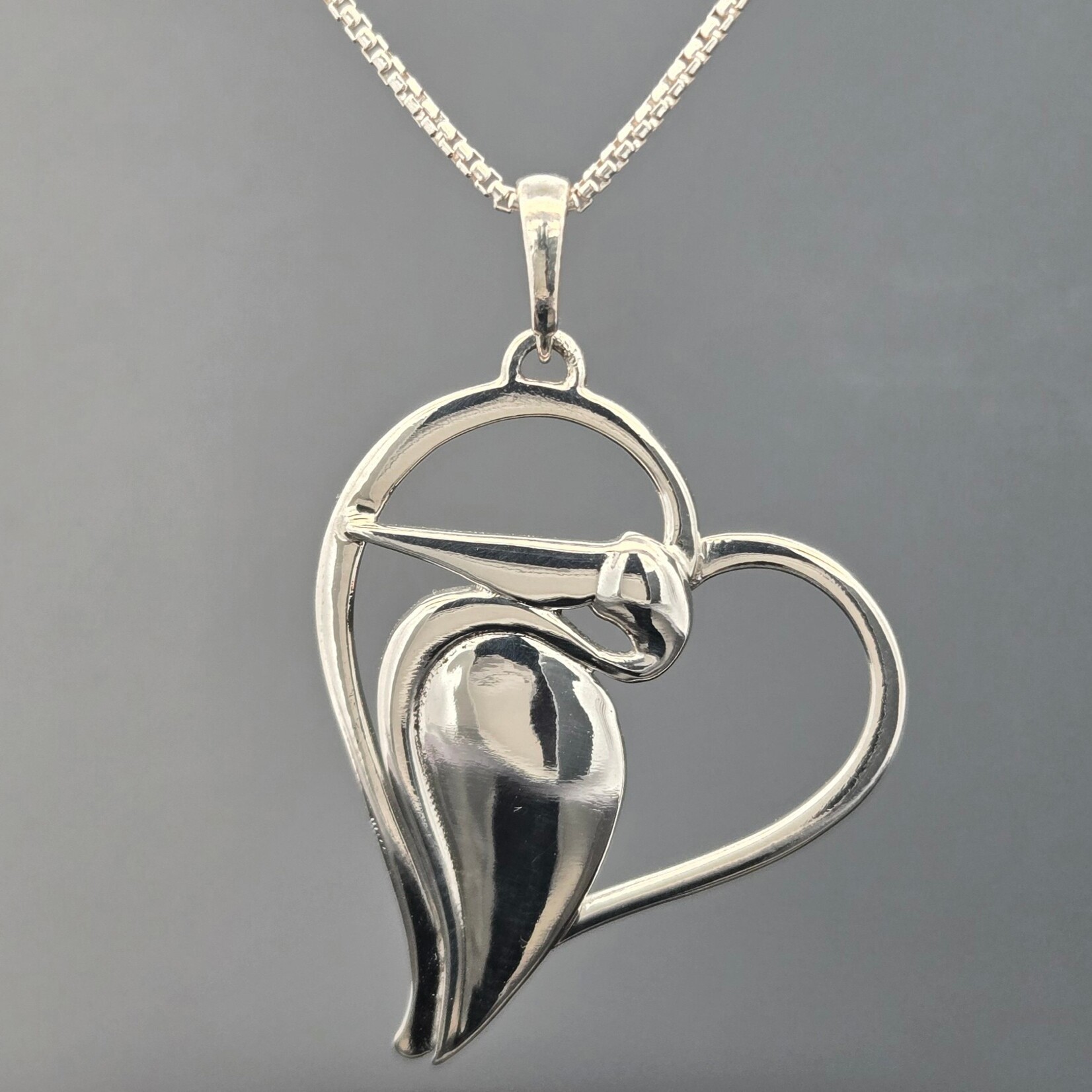 Modern Heirloom® Large Perched Heart Pelican Pendant on 16” 1.1