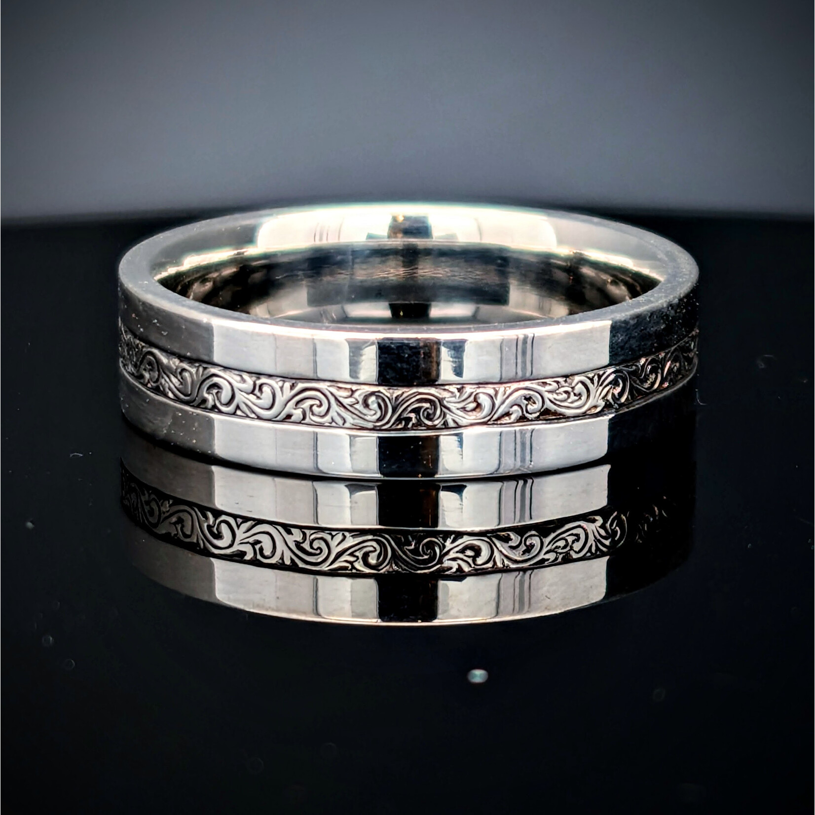 Modern Heirloom® Narrow Scroll Band, Flat, 6mm, Sterling, Sz11.5