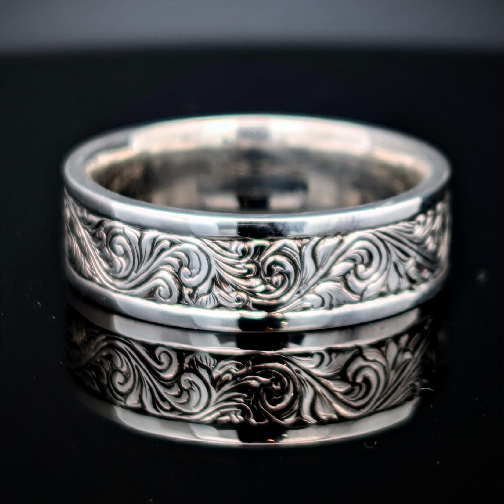 Modern Heirloom® Wide Scroll Band, Flat, 6mm, Sterling, Sz11.5