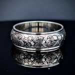 Modern Heirloom® Dogwood Pattern Band, Half-Round, 7mm, Sterling, sz9