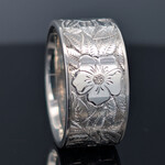 Modern Heirloom® Wild Rose Engraved Band, Flat, 10mm, Sterling, sz 7.5