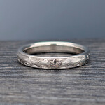 Modern Heirloom® Alternating Scroll Leaf Band, Half-Round, 4mm, 14KW, sz10.5