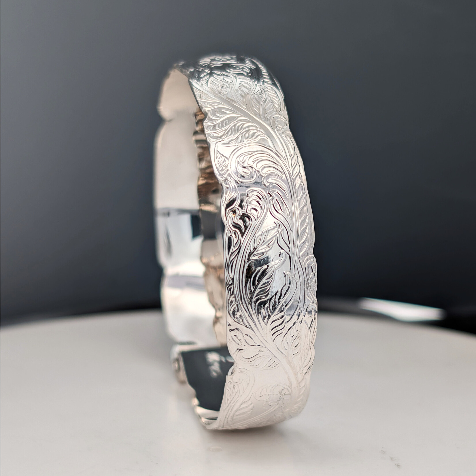 Modern Heirloom® Carved Border Fiddlehead Fern, Embossed Scroll Bracelet, 13mm