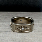 Modern Heirloom® Tribal Carved Band, 14K White Gold, 8mm, Sz9.5