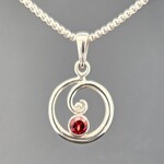 Modern Heirloom® Spiral Pendant w/ 4mm Garnet, 18" Rounded Box