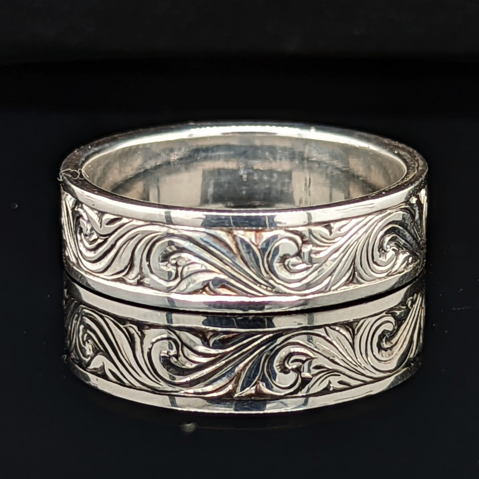 Modern Heirloom® Sterling Acanthus Scroll Ring, Flat 5mm, sz 8