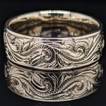 Modern Heirloom® Western Scroll Band, 7.5mm wide, 14KW, Sz10.0