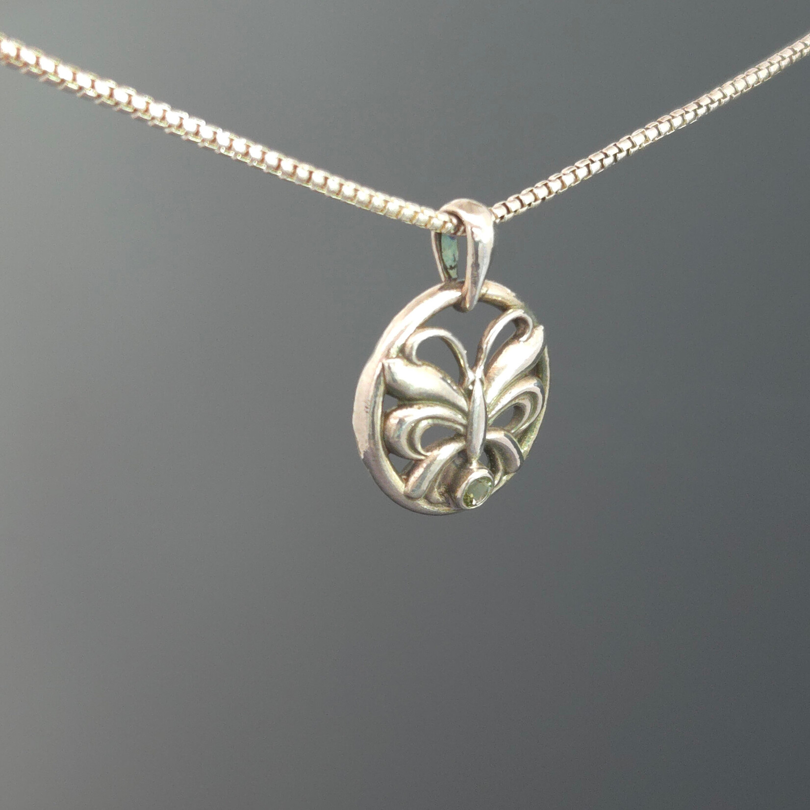 Modern Heirloom® Nouveau Butterfly Necklace, 3mm Peridot