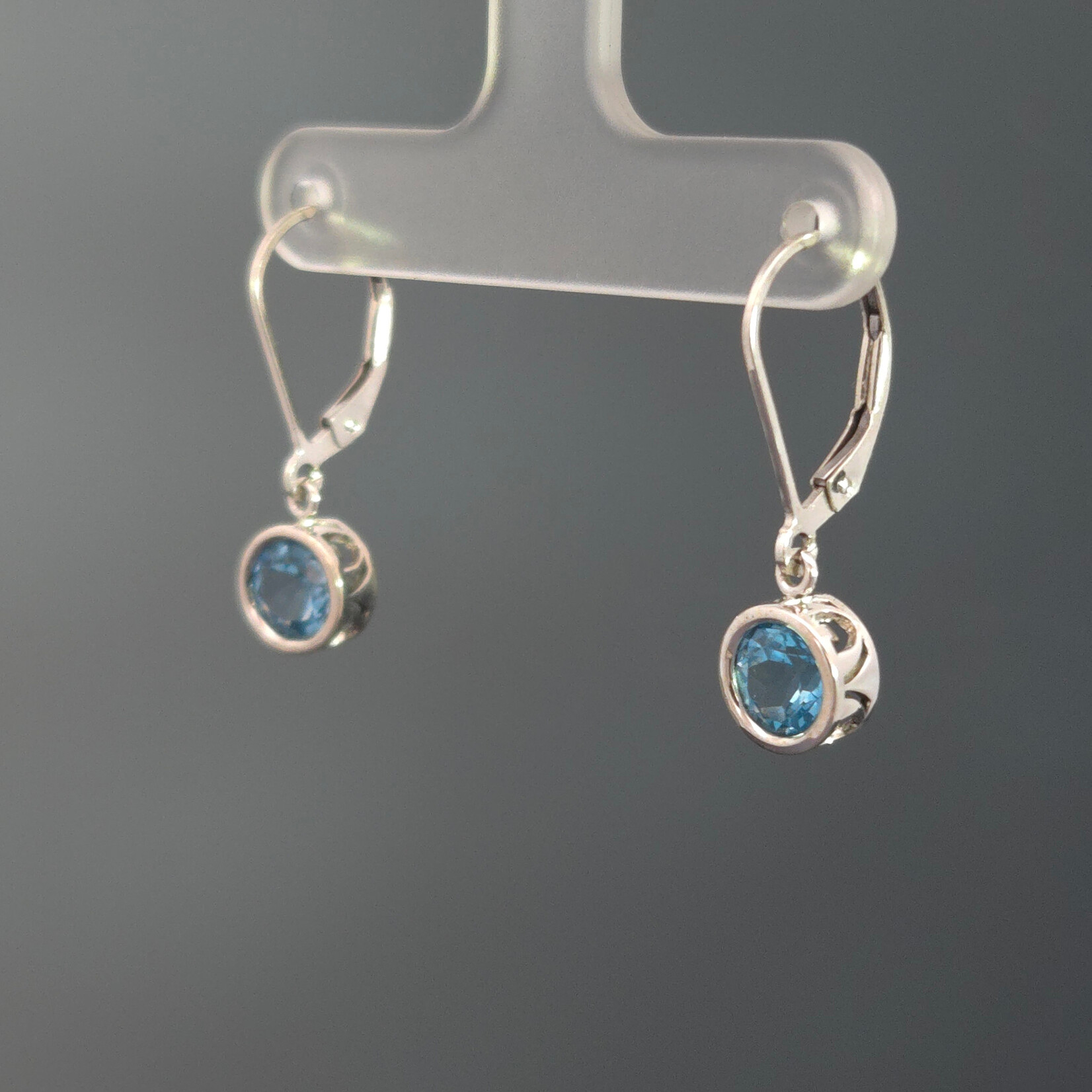Modern Heirloom® Sterling Filigree Dangle Earring w/ 6mm Swiss Blue Topaz