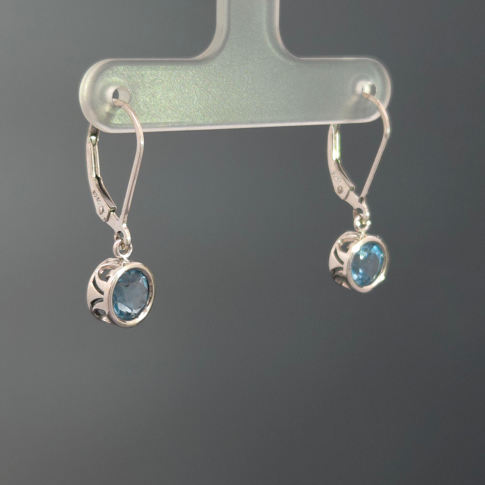 Modern Heirloom® Sterling Filigree Dangle Earring w/ 6mm Swiss Blue Topaz