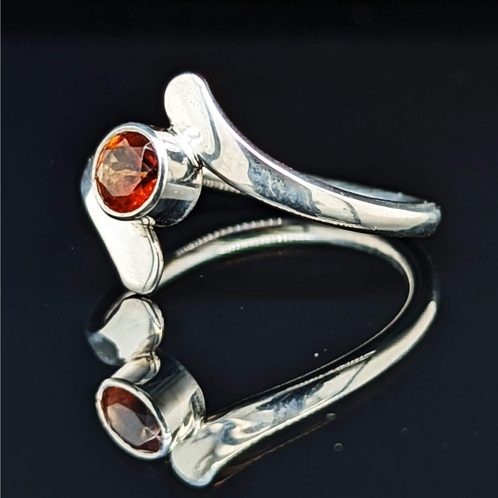 Modern Heirloom® Bypass Ring w/ Garnet 5mm Size 6.5