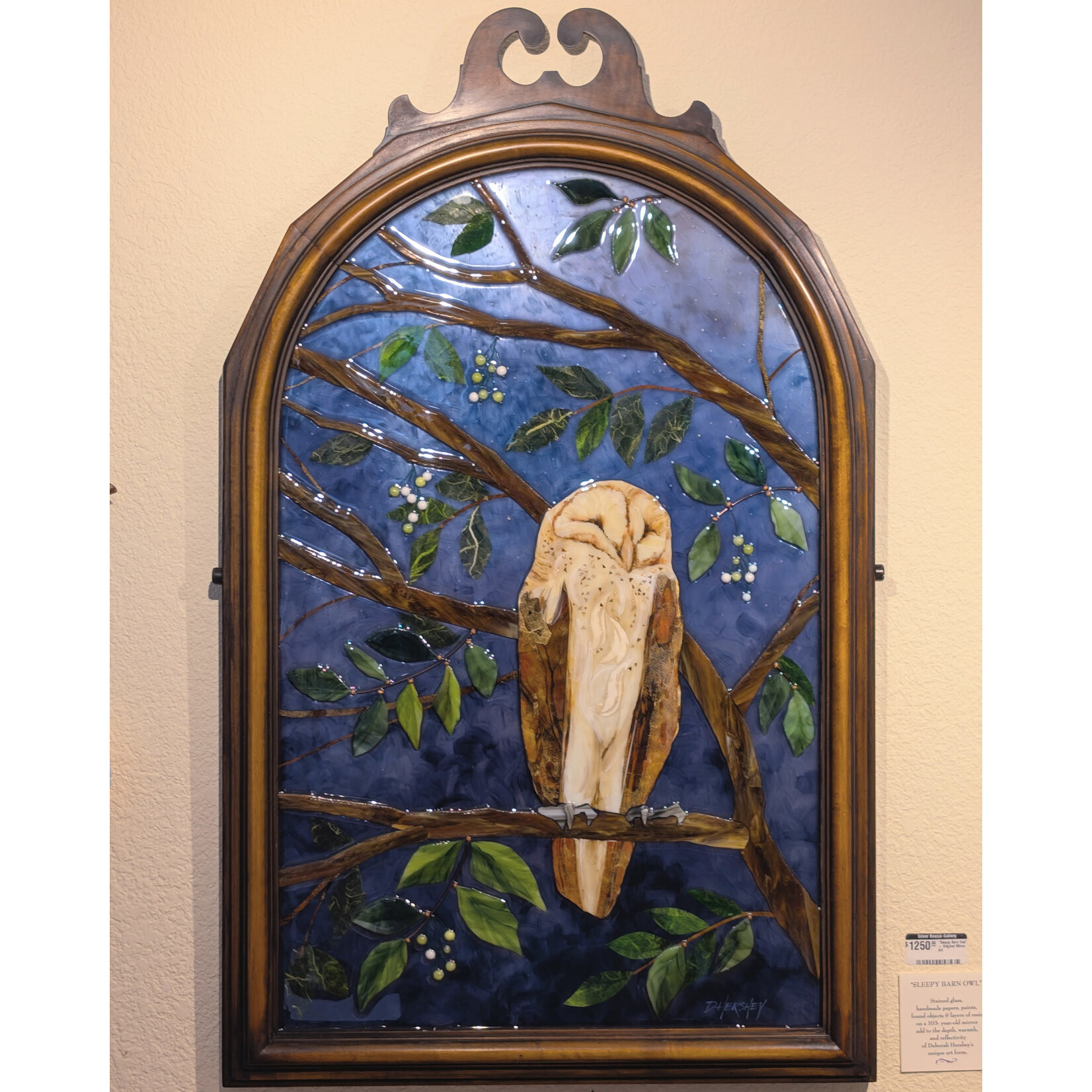 Deborah Hershey Designs "Sleepy Barn Owl" - Original Mirror Art