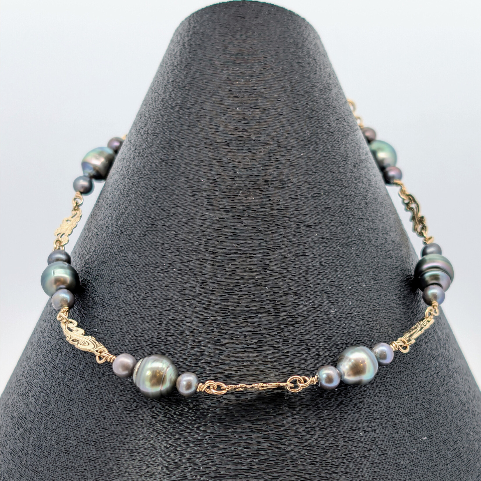 Modern Heirloom® Tahitian and Freshwater Pearl Strand w/ 14K Yellow Gold Engraved Accents