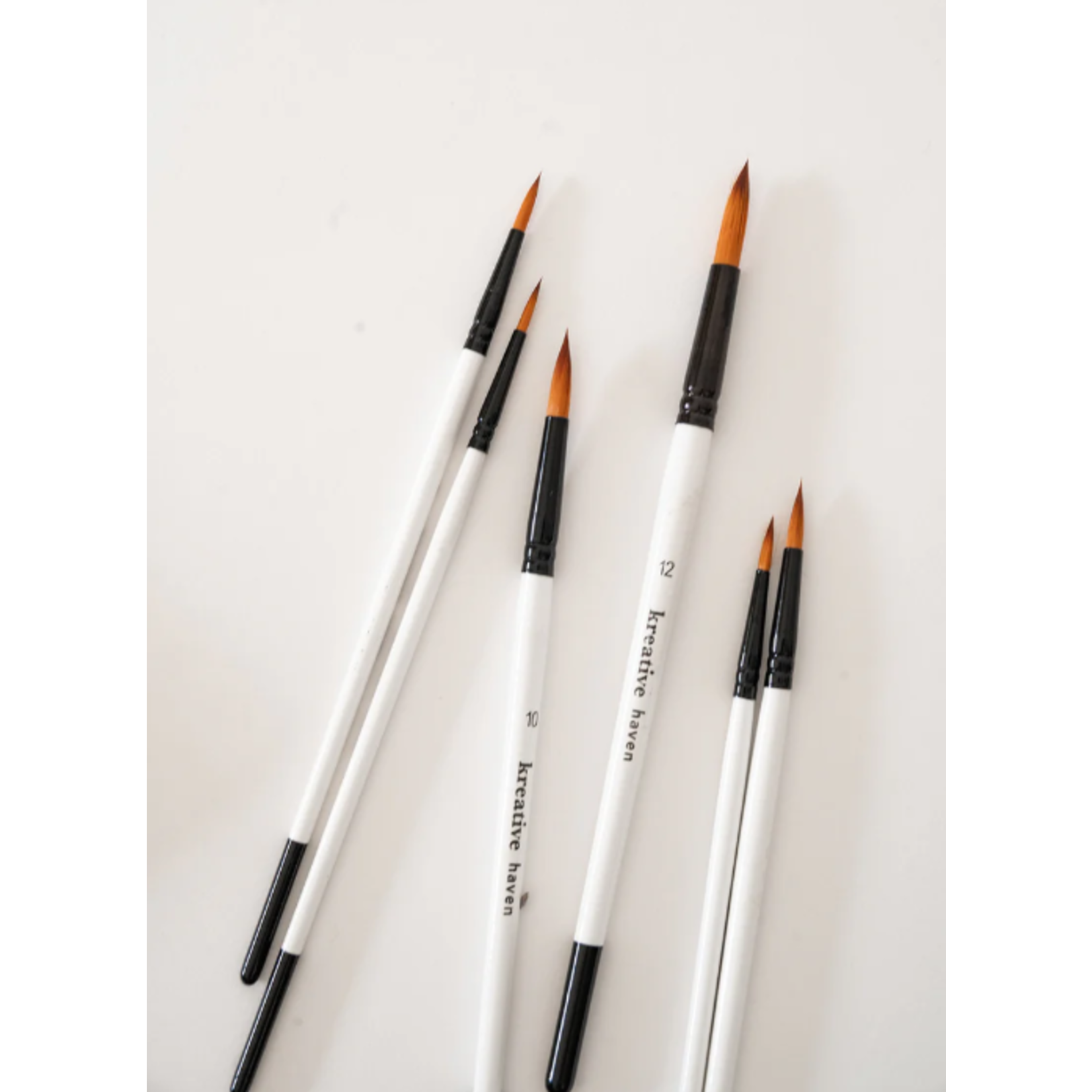 Kreative Haven Round Tip Watercolor Brush Set -- 6 piece