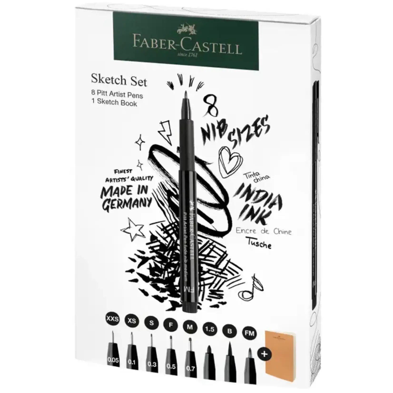 Faber-Castell Pitt Artist Pen and Artist Sketchbook Gift Set