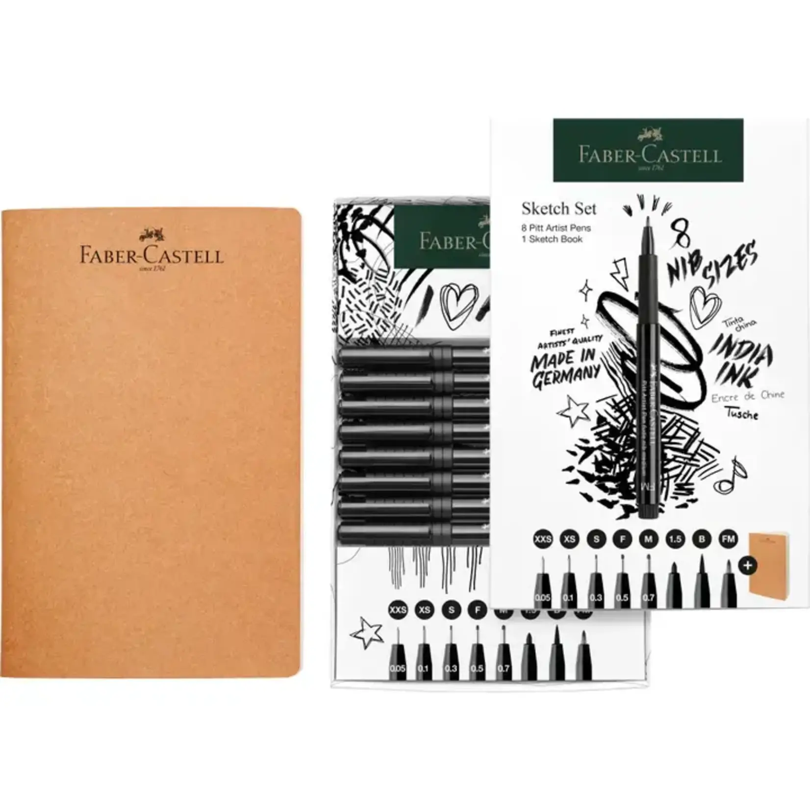 Faber-Castell Pitt Artist Pen and Artist Sketchbook Gift Set