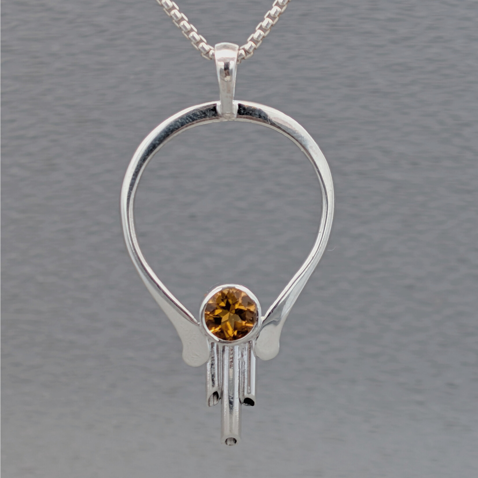 Modern Heirloom® Sterling Art Nouveau Citrine Pendant, 22" Rounded Box
