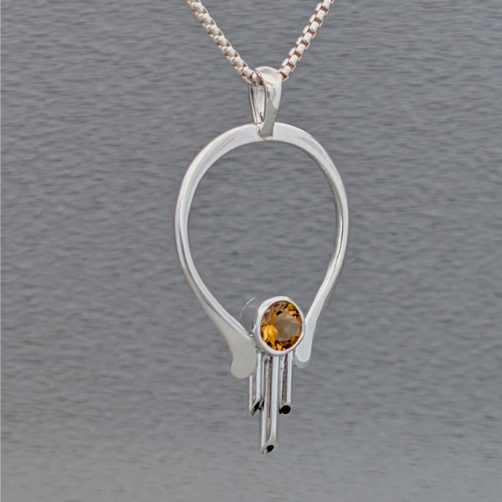 Modern Heirloom® Sterling Art Nouveau Citrine Pendant, 22" Rounded Box