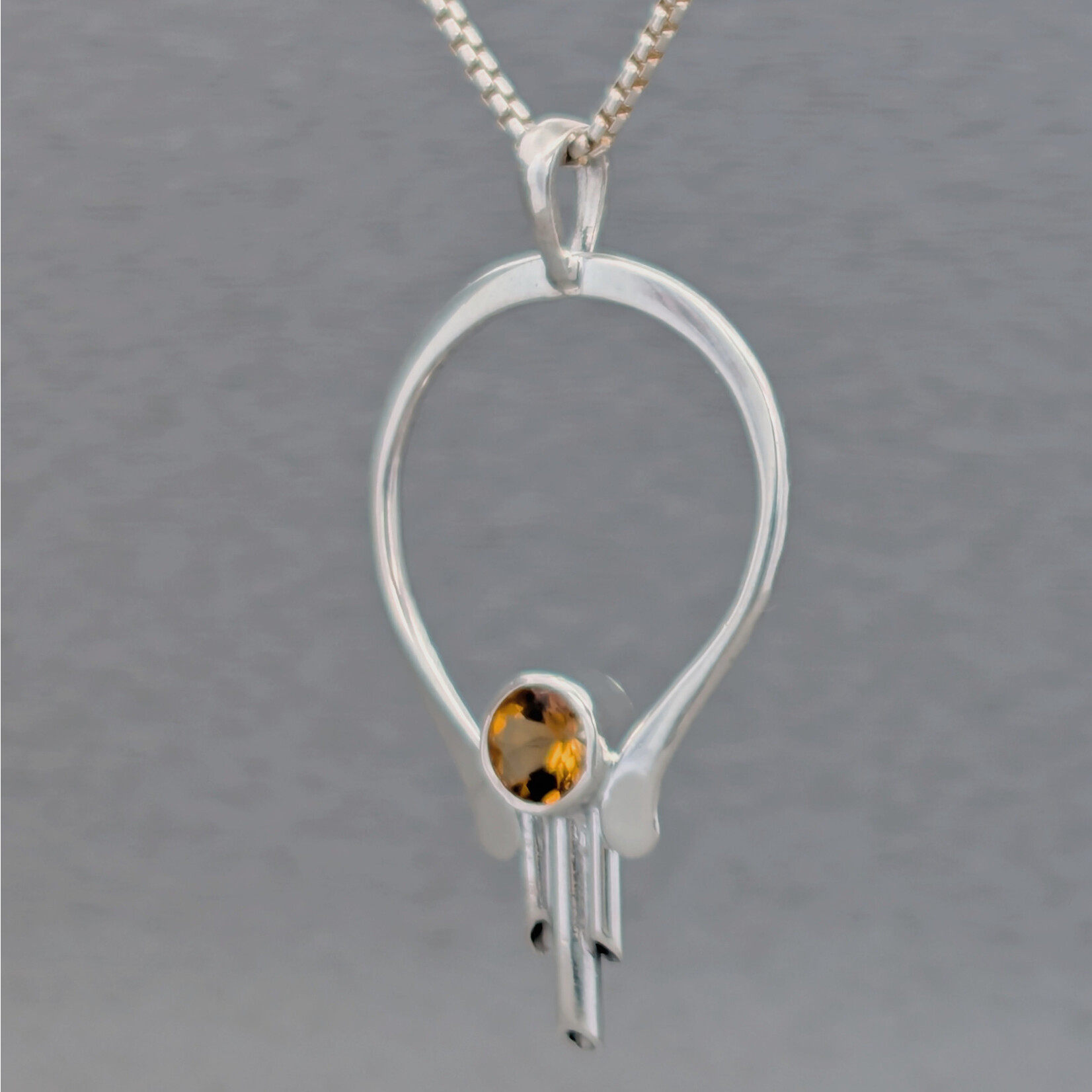 Modern Heirloom® Sterling Art Nouveau Citrine Pendant, 22" Rounded Box