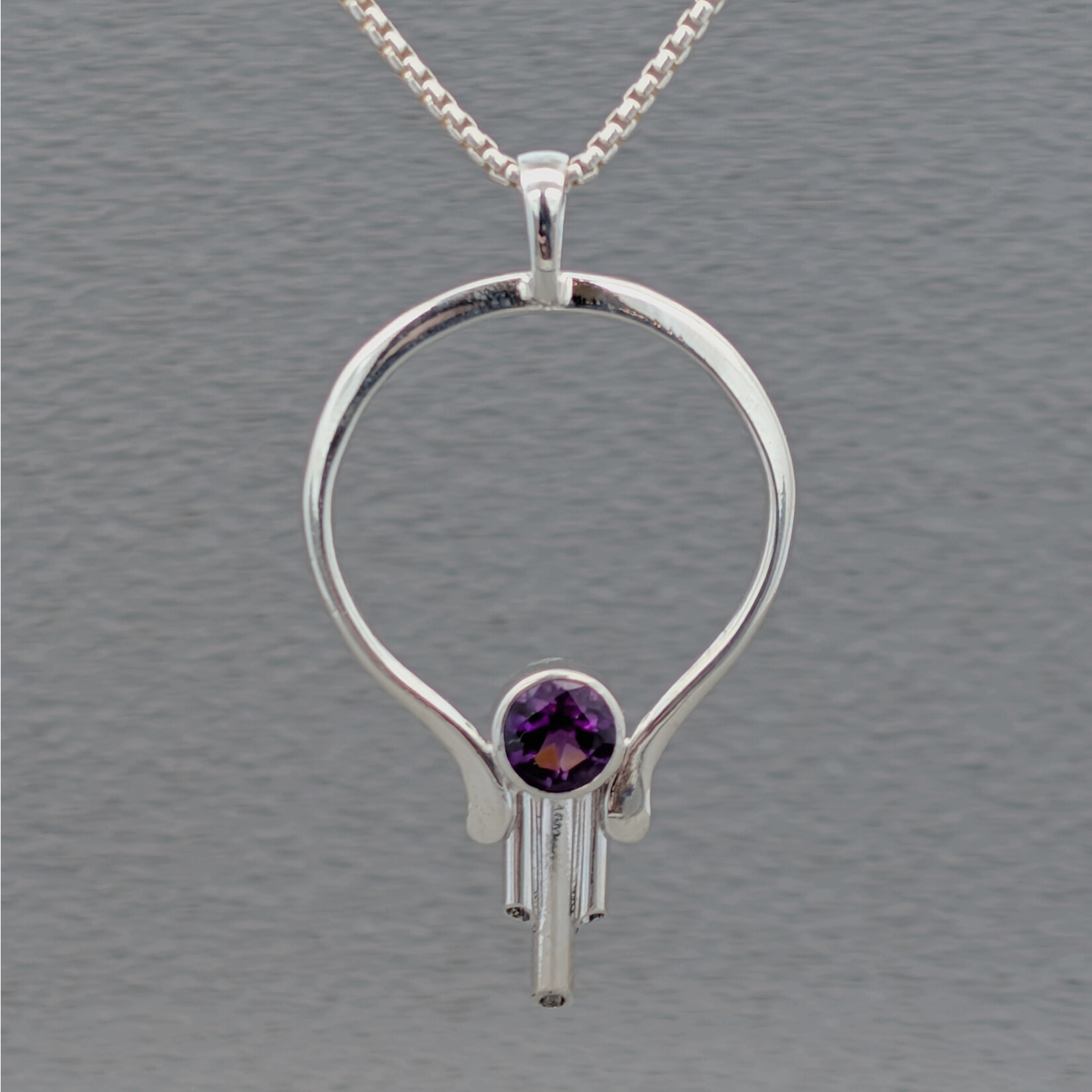 Modern Heirloom® Sterling Art Nouveau Amethyst Pendant, 22" Rounded Box
