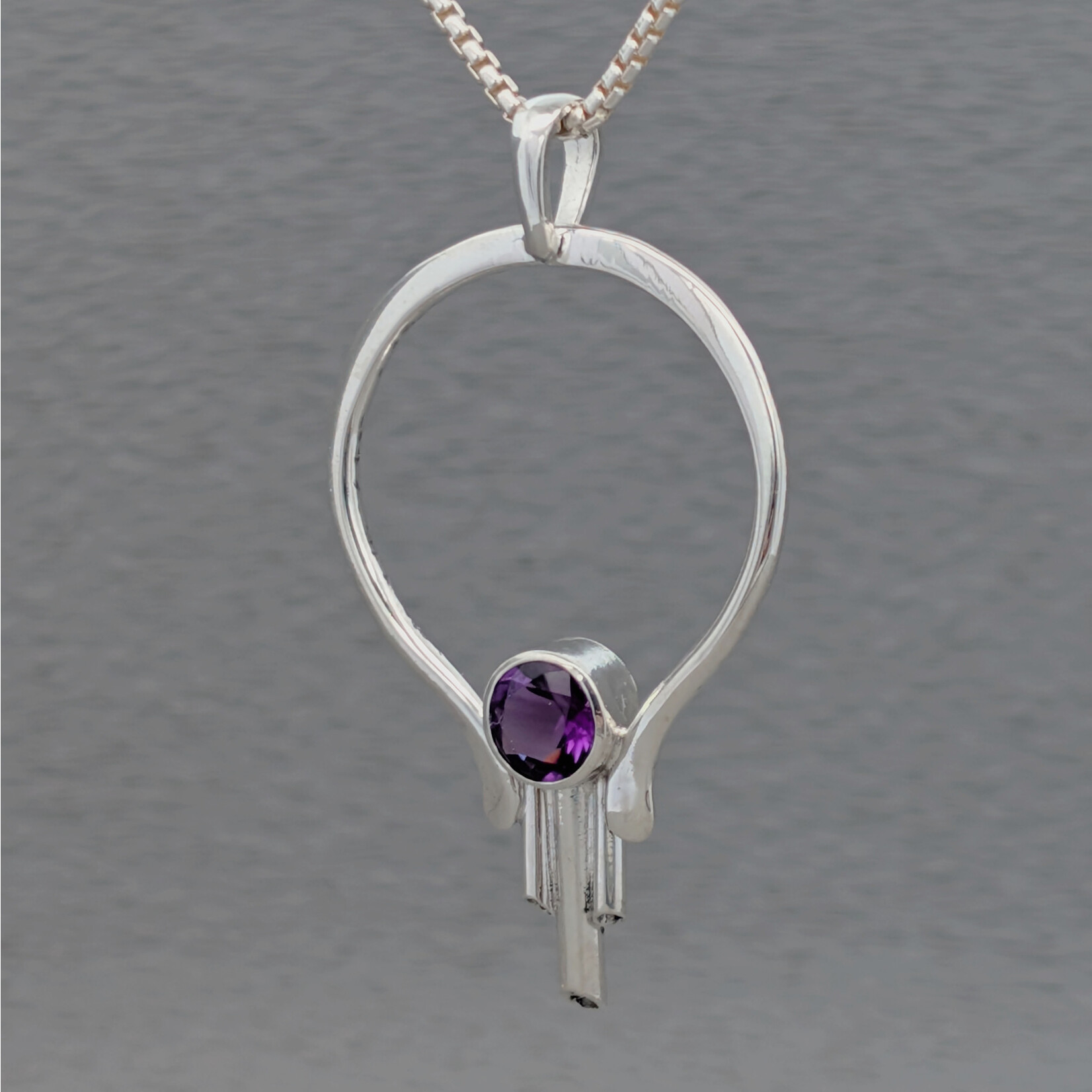 Modern Heirloom® Sterling Art Nouveau Amethyst Pendant, 22" Rounded Box