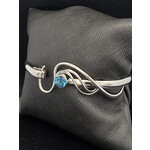 Modern Heirloom® AC Hook Bracelet, Blue Topaz 6mm , 4mm wide , 6.5"" wrist, SS