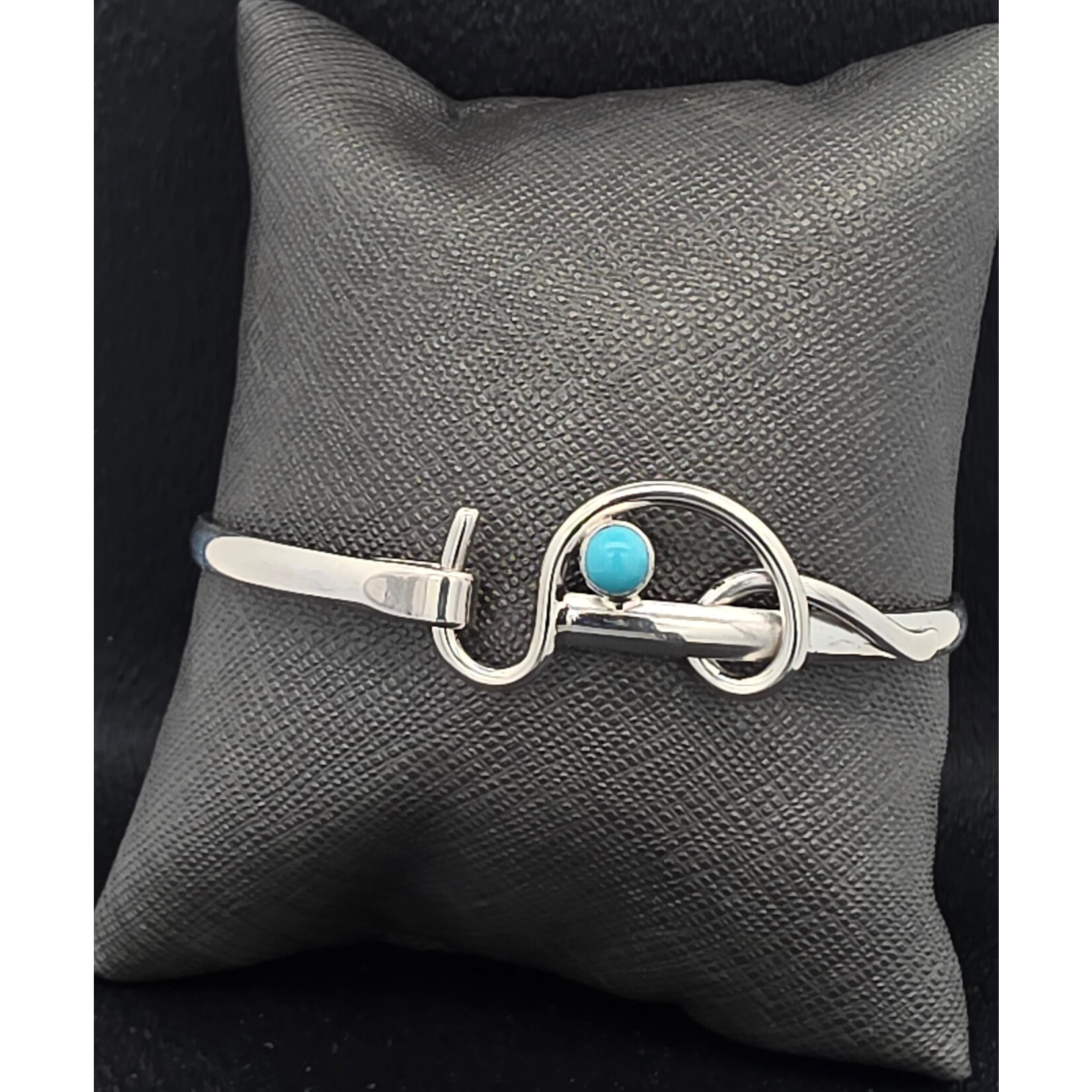 Modern Heirloom® AC Hook Bracelet, Turquoise 5mm, 7" silver