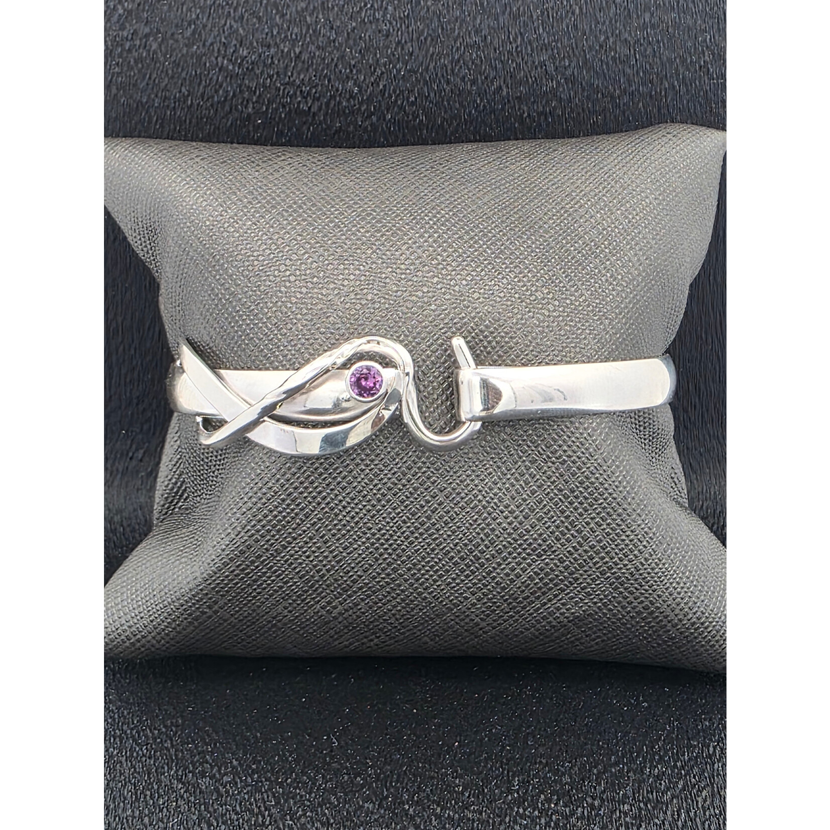 Modern Heirloom® Silver AC Hook Bracelet w/ Imitation 4mm Alexandrite, 7"