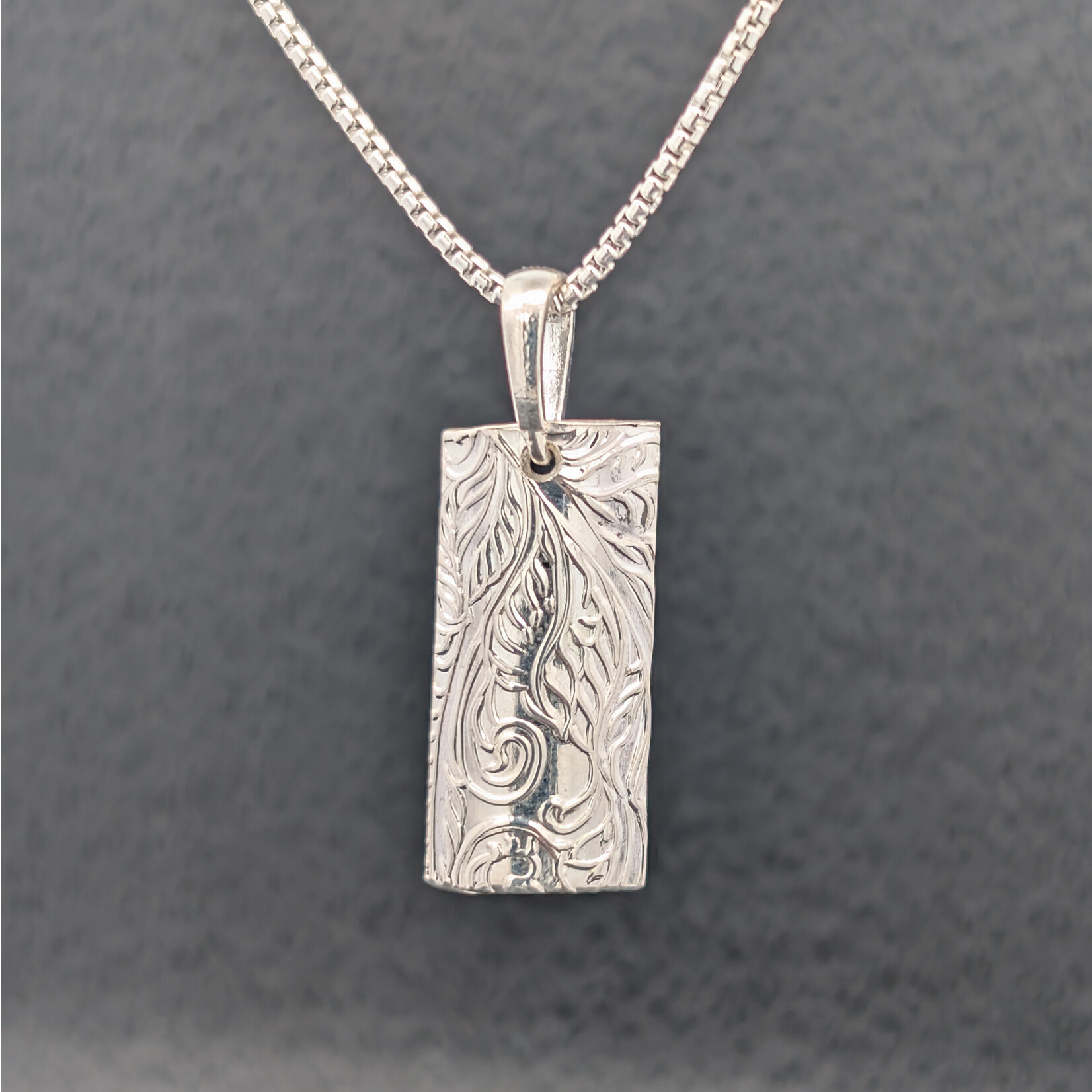 Modern Heirloom® Embossed Sterling Fiddlehead Fern Pendant, 20x10mm, 18" Chain