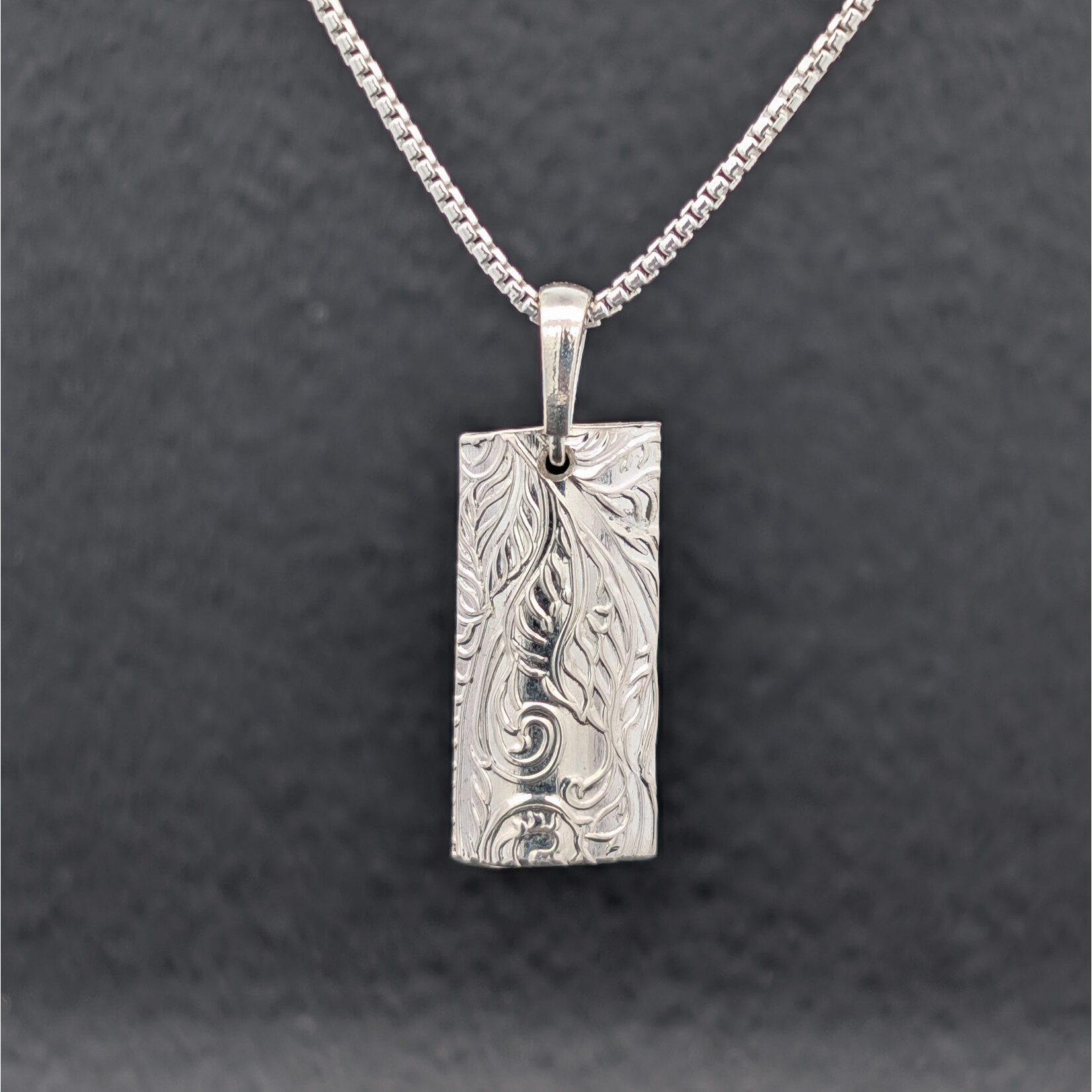 Modern Heirloom® Embossed Sterling Fiddlehead Fern Pendant, 20x10mm, 18" Chain