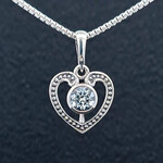 Modern Heirloom® Milgrain Heart Necklace - White Topaz, Sterling, 18"