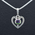 Modern Heirloom® Milgrain Heart Necklace - Green Mystic Topaz, Sterling, 18"