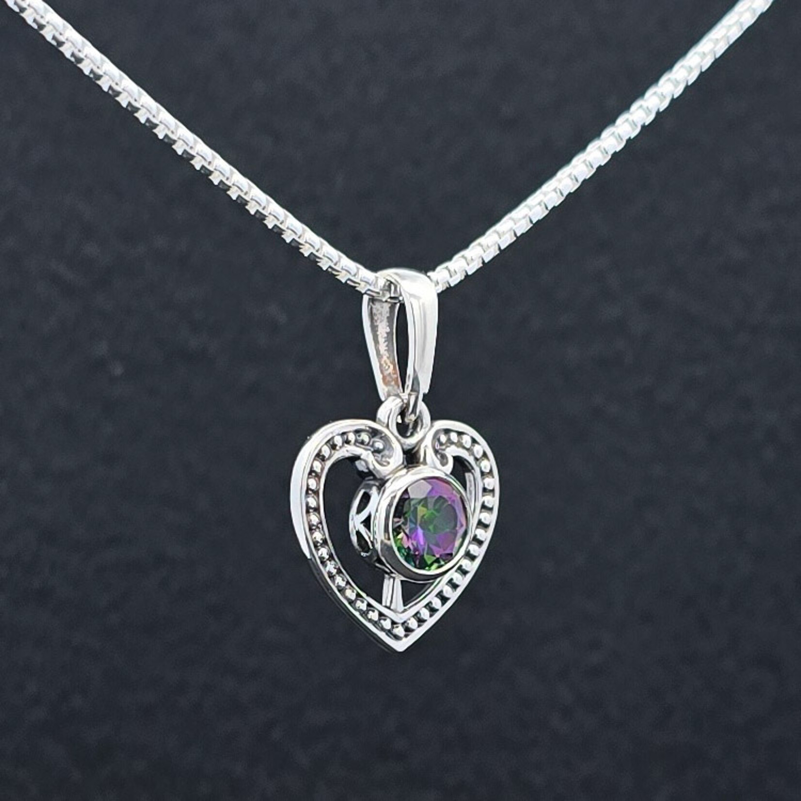 Modern Heirloom® Milgrain Heart Necklace - Green Mystic Topaz, Sterling, 18"