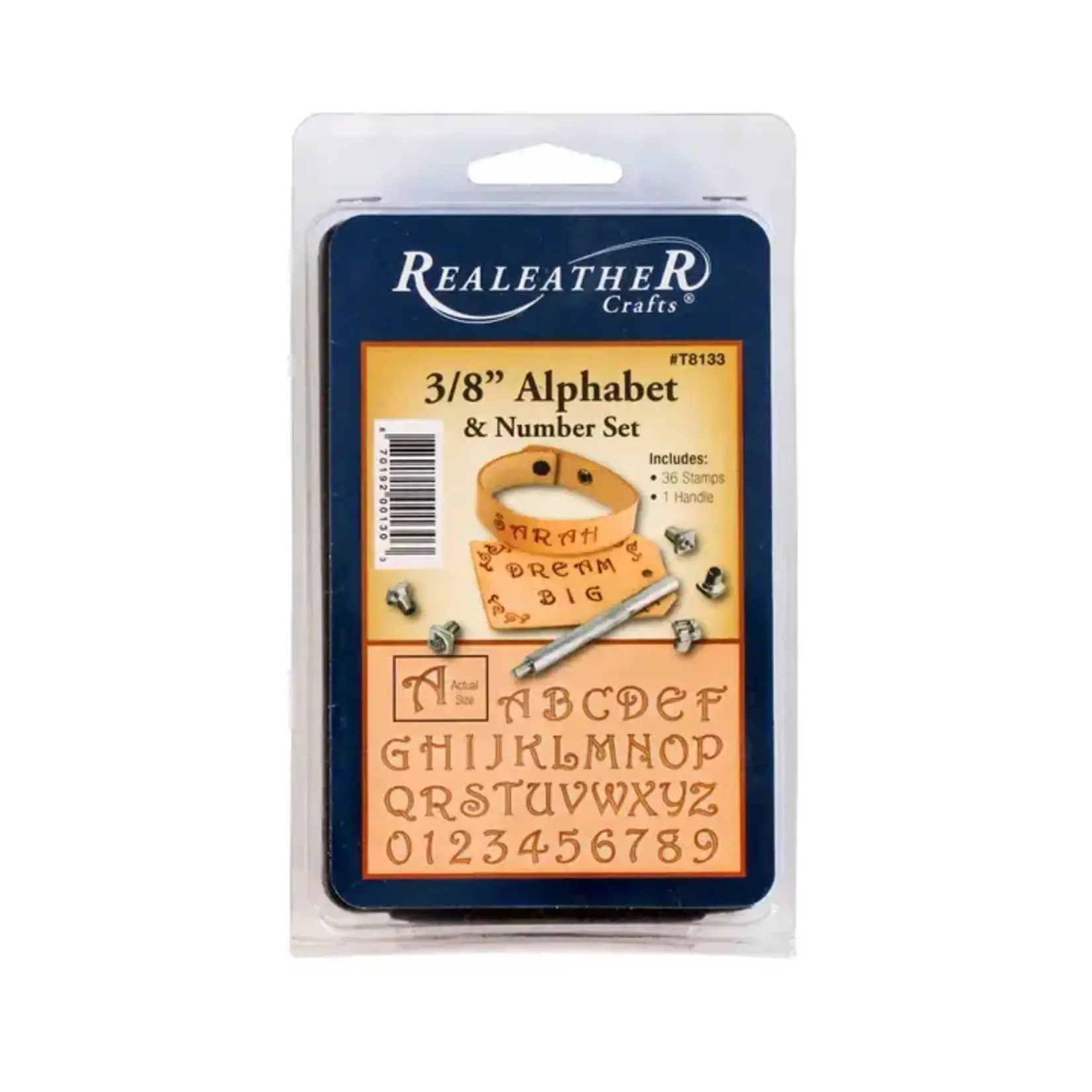 Realeather 3/8" Fancy Alphabet & Number Stamping Tool Set