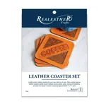 Realeather Leather Coaster Set, 4pk