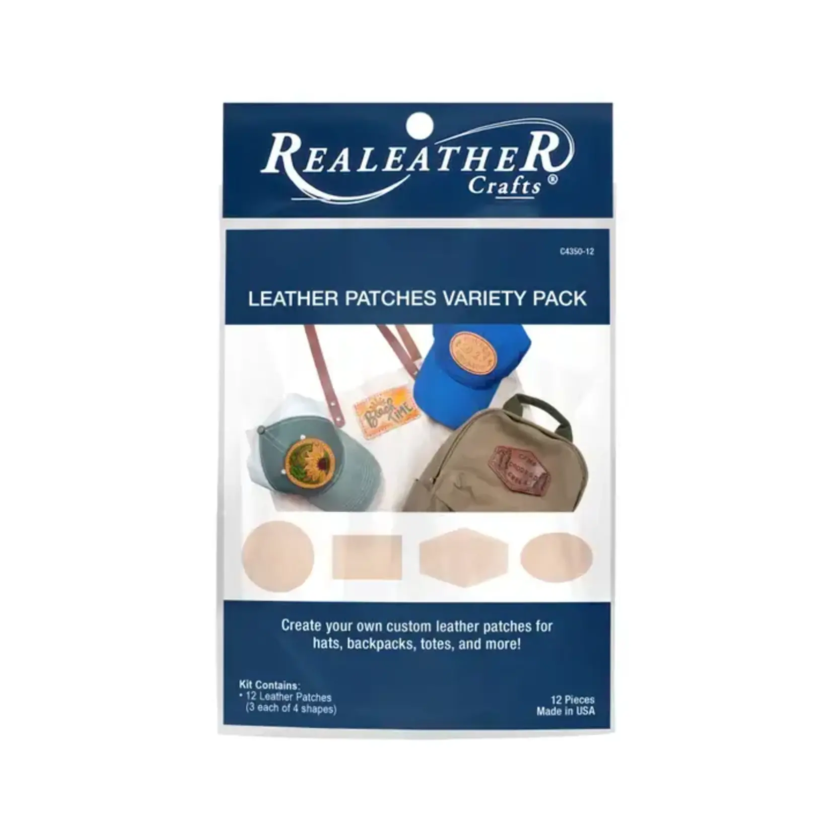 Realeather Leather Patches Variety Pack – 12 Pieces | Repair & Craft