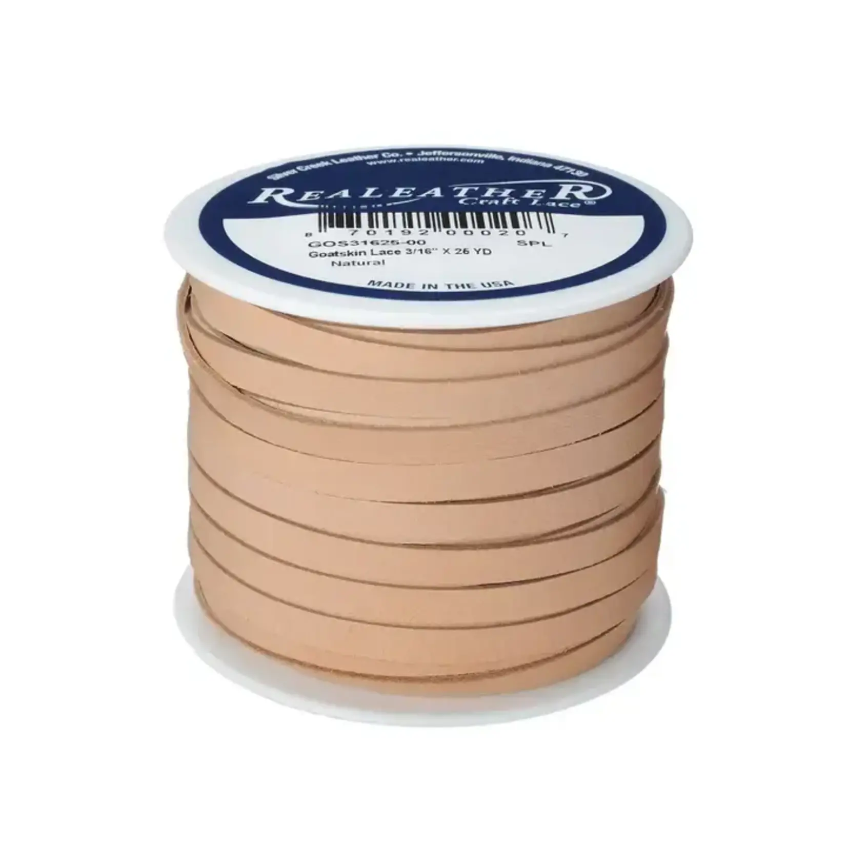 Realeather Supreme Lace Spool, 1/8" X 25yds - Natural