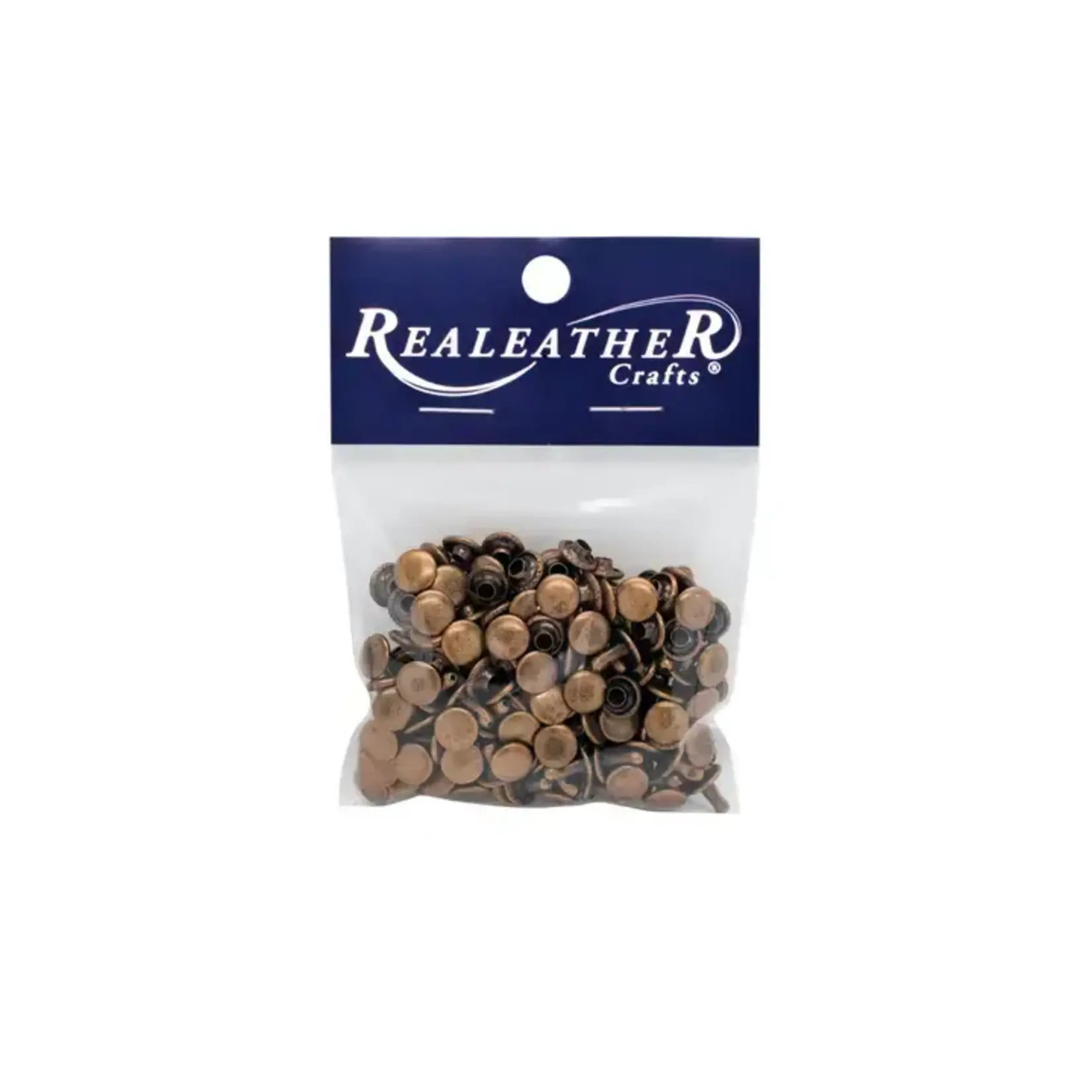 Realeather Rivets, Small, 100pk - Antique Brass