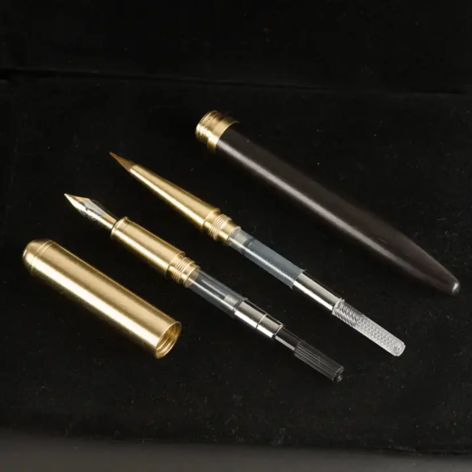 Resolute Star Artist Calligraphy Brush & Fountain Pen Set - Dark Black Wood