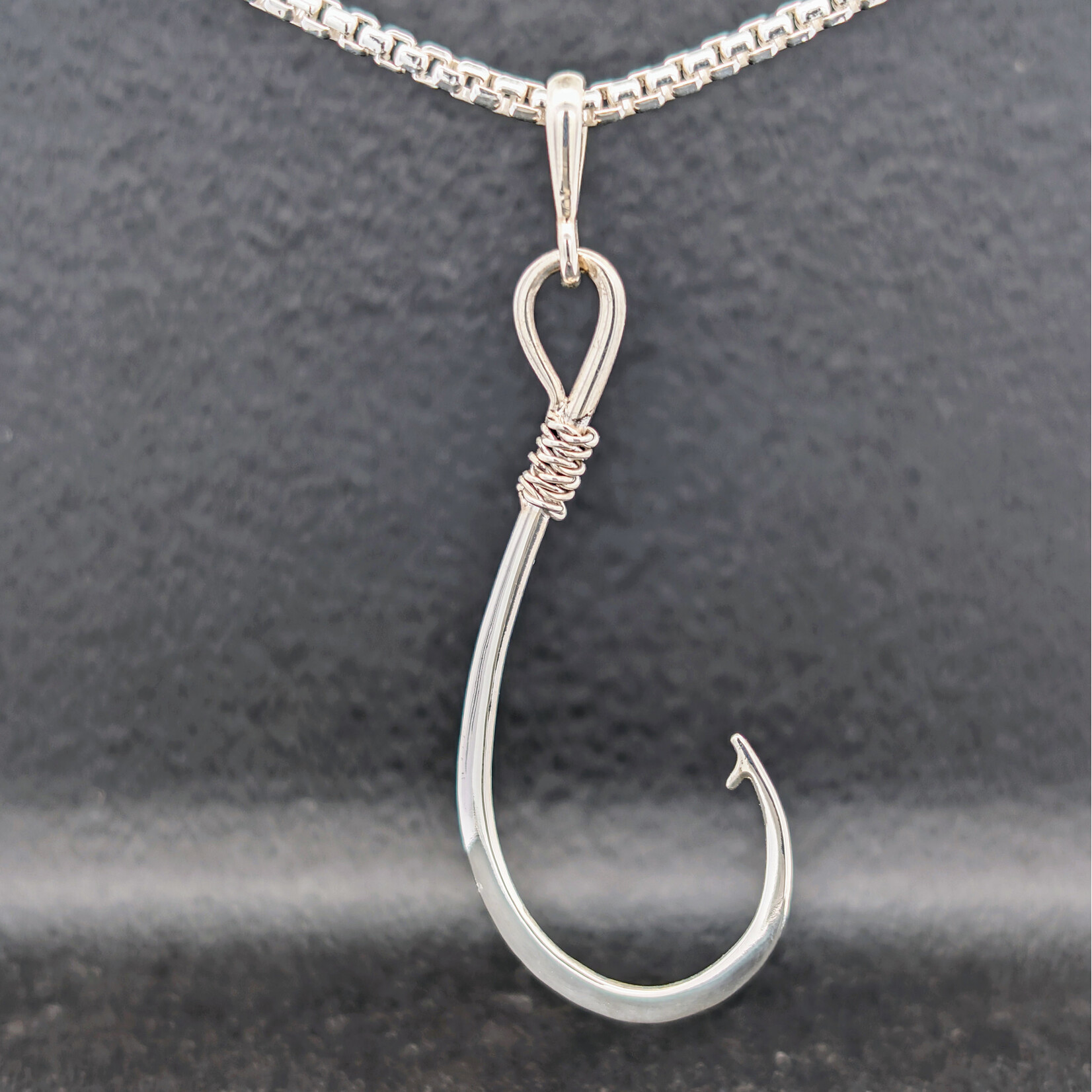 Modern Heirloom® Large Fish Hook Pendant , 16" Rounded Box 1.5mm