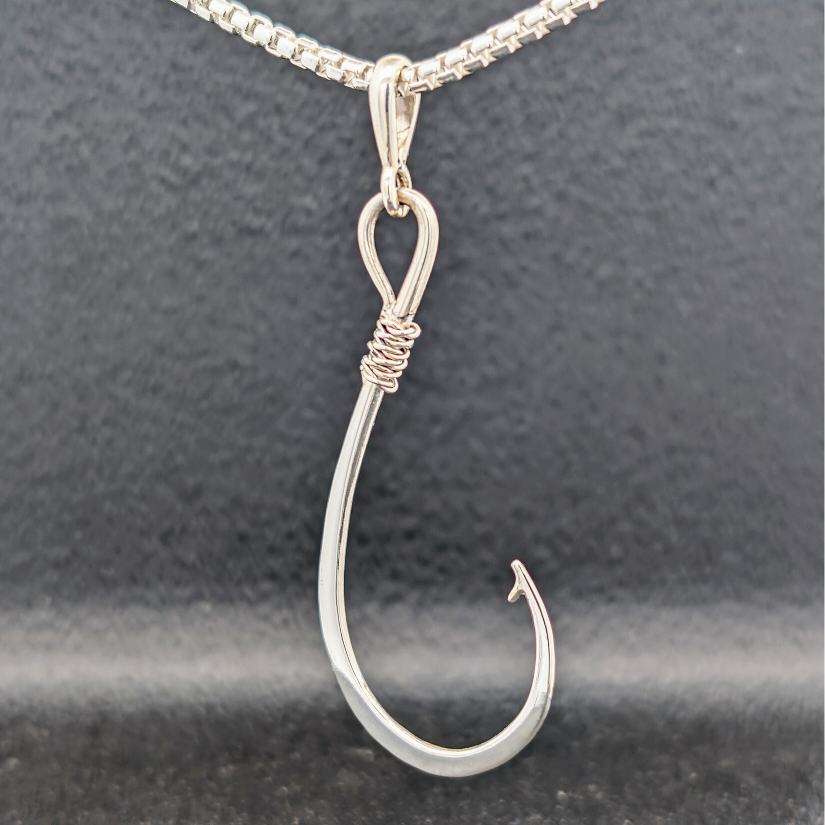 Modern Heirloom® Large Fish Hook Pendant , 16" Rounded Box 1.5mm