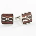 Wood w/ Silver Inlay Cuff Link - Square
