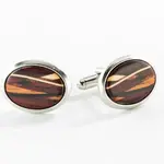 Wood Inlay Cuff Link - Oval