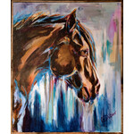 Gretchen Dibler Art "Dark Chestnut w/ Purple and Teal" - Gretchen Dibler