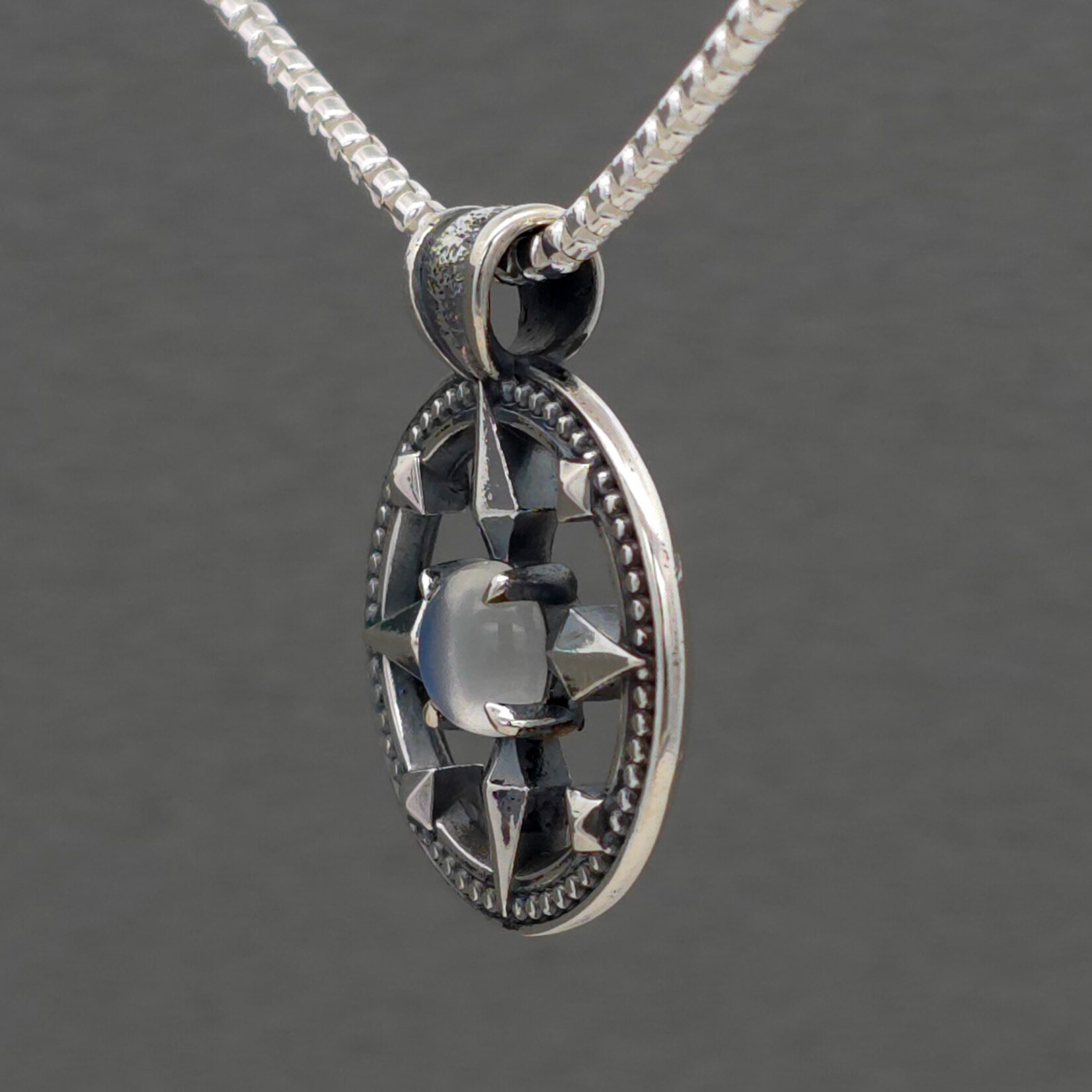 Modern Heirloom® Compass Rose Necklace, Moonstone and Sterling