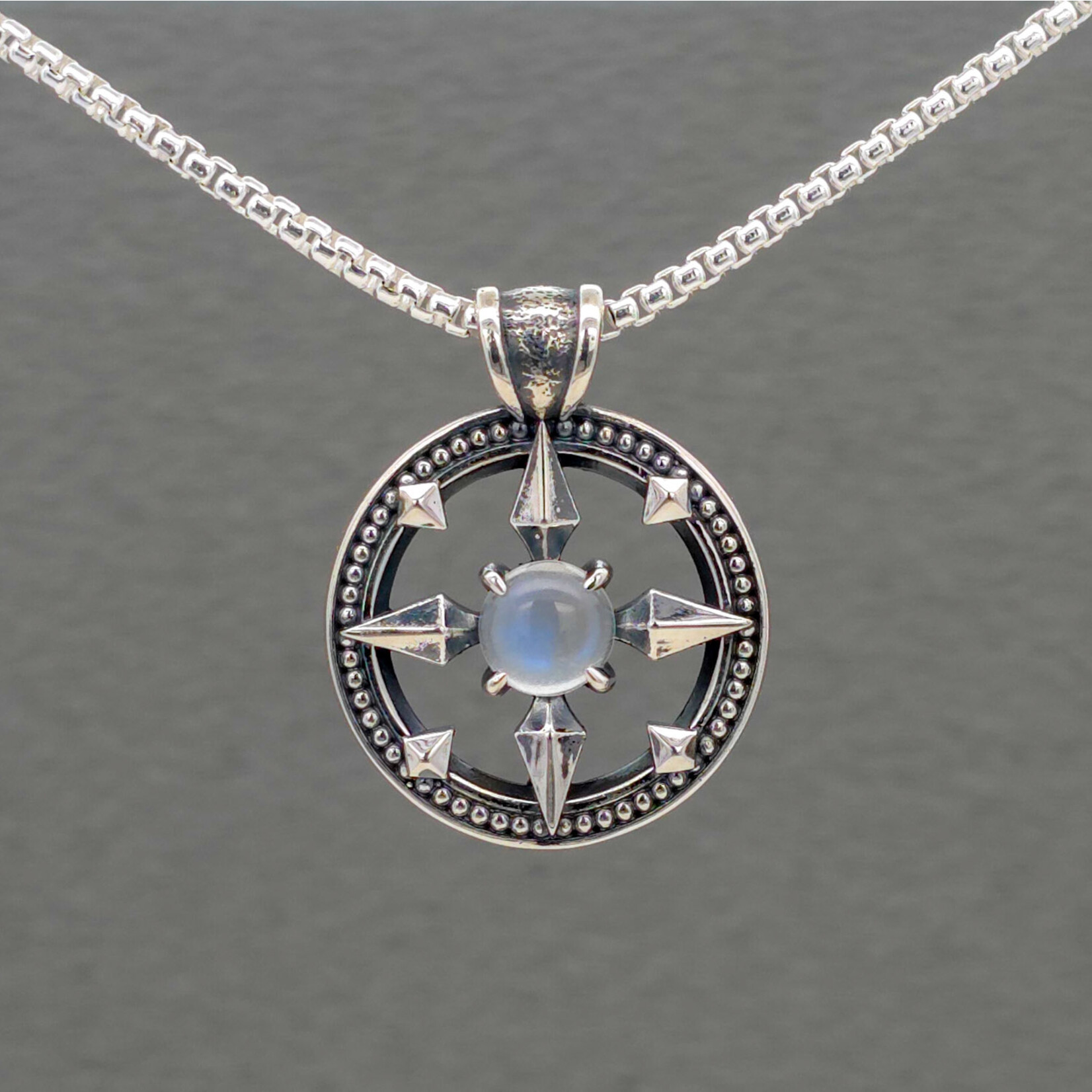 Modern Heirloom® Compass Rose Necklace, Moonstone and Sterling