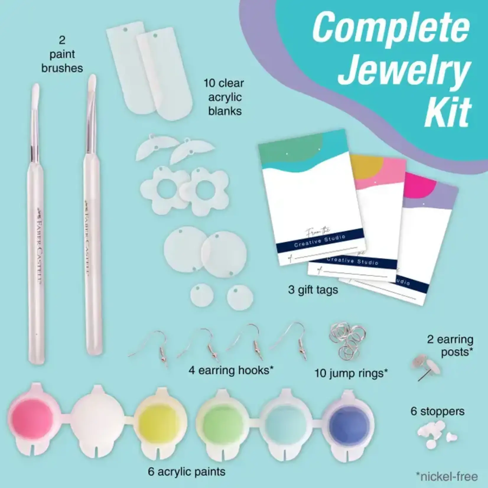 Faber-Castell Painted Acrylic Earrings - Adult Craft Kit Makes 3 Pairs