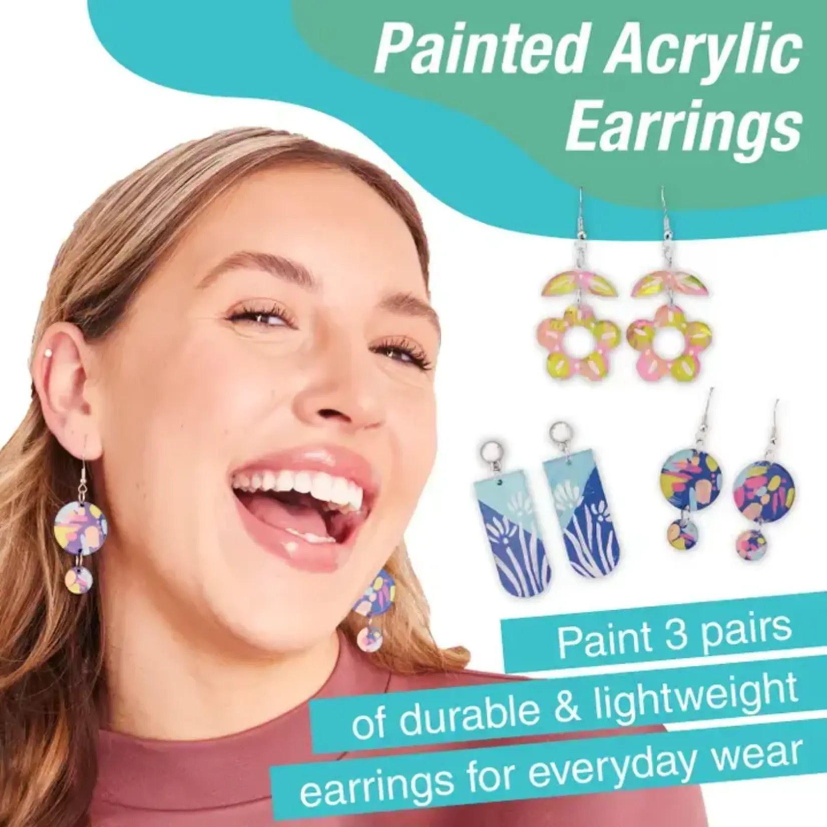 Faber-Castell Painted Acrylic Earrings - Adult Craft Kit Makes 3 Pairs